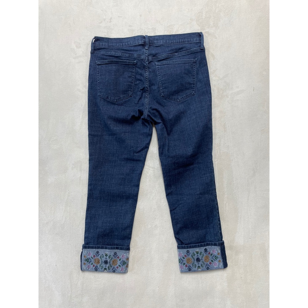 Vintage America Blues Weekend Jean Women 10P Blue Embroidered Cuff Crop Denim - Picture 3 of 9